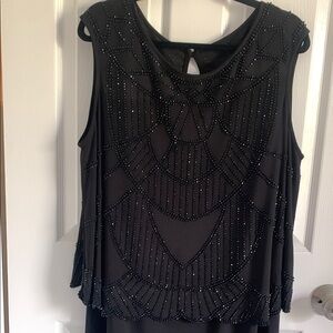 XSCAPE beaded elegant Black Sleeveless Dress